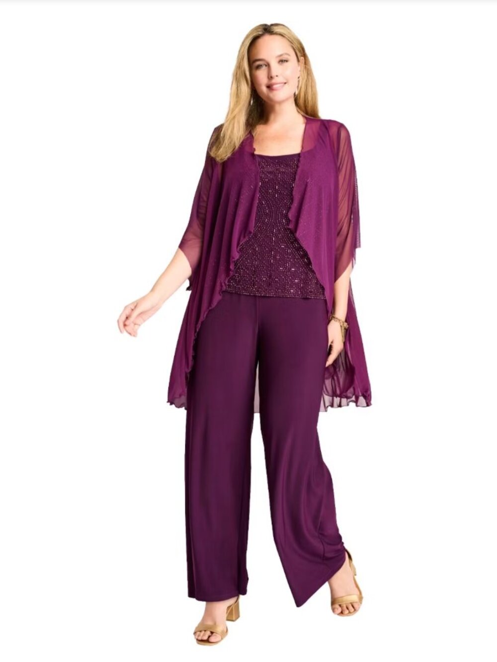 Woman Within Occassion Top Attached Sheer Overlay